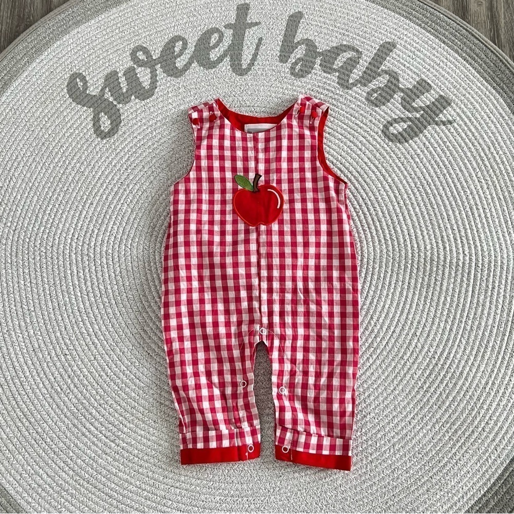 🆕 Lil Cactus Plaid Apple School Teacher Romper Gender Neutral